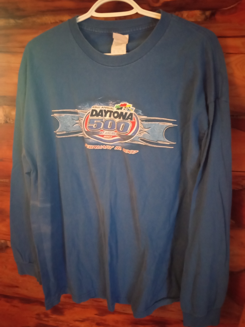 Y2K Collectable Daytona 500 Blue Long Sleeve Graphic Tee
